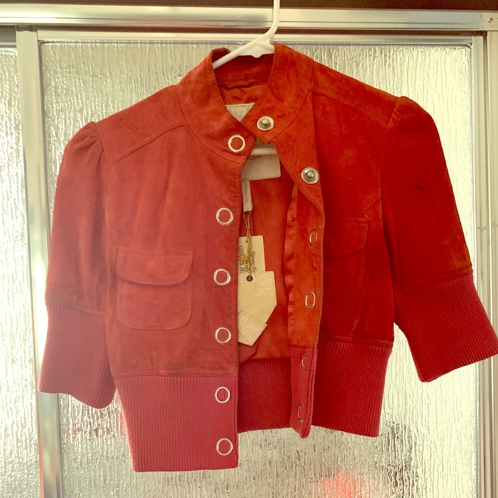 A suede crop jacket